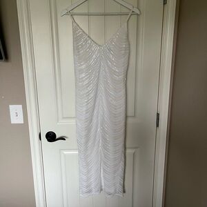 Medium Lulus White Sequin Bodycon Dress